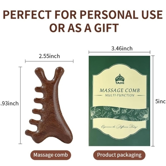 TAIHI Green Sandalwood Scalp Comb Gua Sha Head Neck Face Care Self Care Relax - Picture 8 of 9